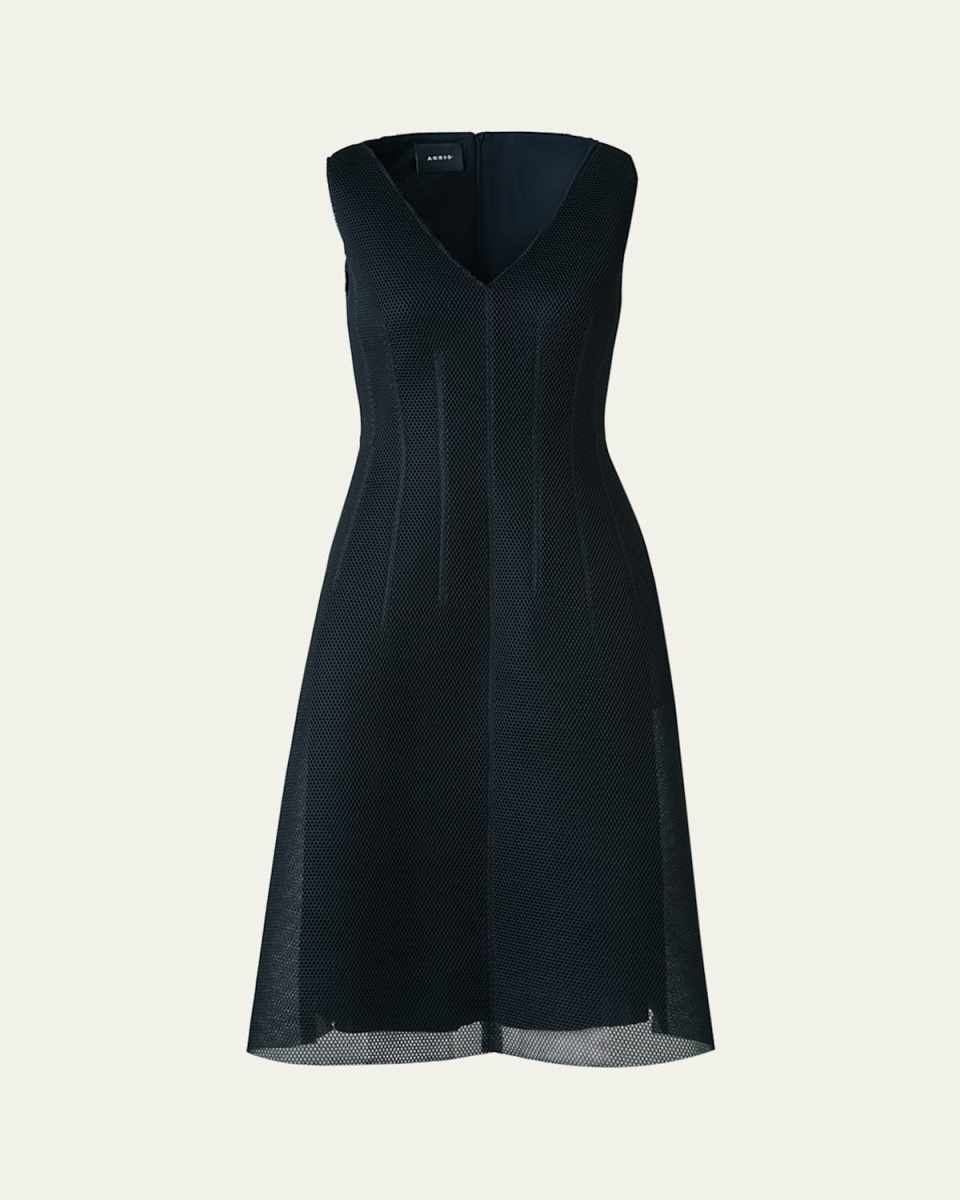 Techno Grid V-Neck Midi DressI